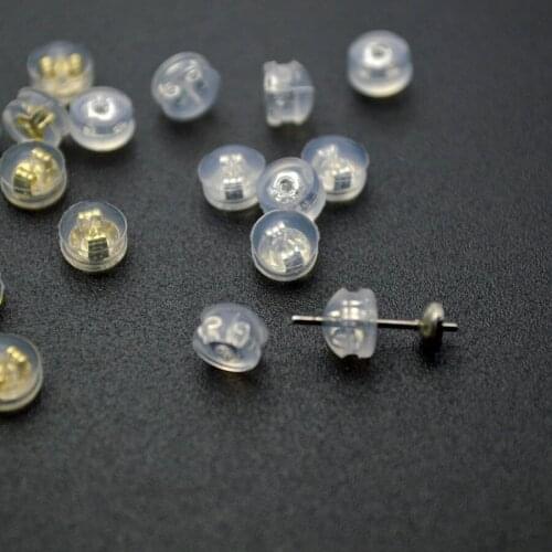 High Quality 5mm Allergy Free Silicone Earring Back Skid Resistance Rubber Stud Earrings Stopper Gold Silver DIY Findings 100pcs