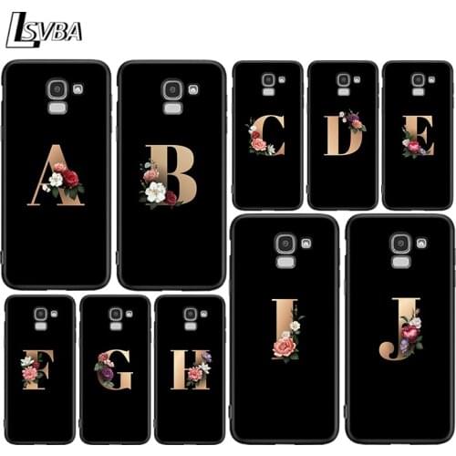 Letter Flowers For Samsung Galaxy J2 J3 J4 Core J5 J6 J7 J8 Prime duo Plus 2018 2017 2016 Silicone Phone Cover