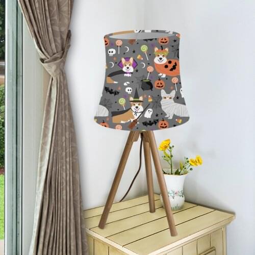 Cute Dogs Halloween Pimpkin Skull Ghost Pattern Table Lamp Shade Bedroom Lampshade Dust Proof Lamp Cover Washable Lamp Screen