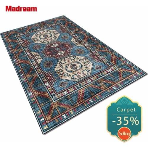 Madream Blue Geometric Abstract Living Room Carpet Ethnic Style Persian Floor Mat Rugs For Bedroom Room Decoration Teenager 2021