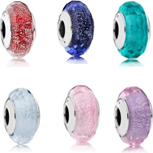 Fashion New 925 Sterling Silver Glass Beads Full Of Stars Series Silver String Diy Bracelet Original Ladies Jewelry Gifts