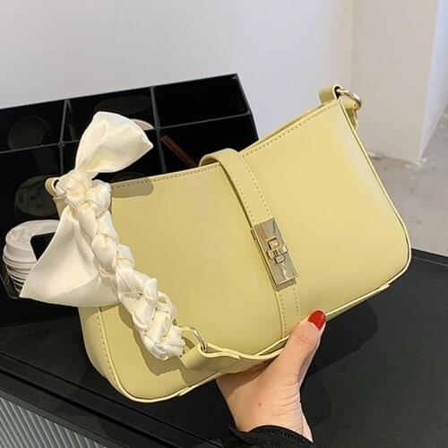 Solid Color Shoulder Crossbody Bags For Women PU Leather Womens Designer Scarves Handle Handbag Female Travel Messenger Bag