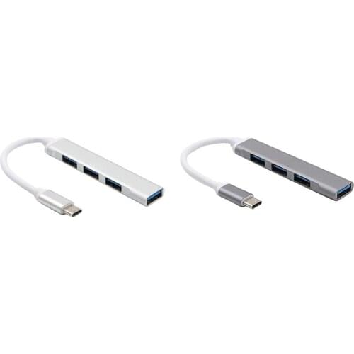 Type-C to 4-Port USB 3.0 Hub, Ultra-Slim Data USB Hub for Mac Pro IMac Surface Pro XPS PC Mobile