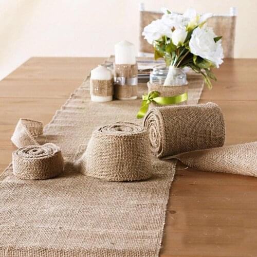 Vintage Jute Table Runner Burlap Rustic Shabby Hessian Festival Party Event Decorations For Wedding U0W1