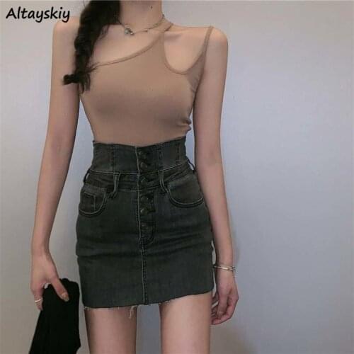Irregular Camis Women Korean Style Trendy Popular Leisure Ulzzang Hot Sale Female Crop Top Summer Streetwear Skinny Sleeveless
