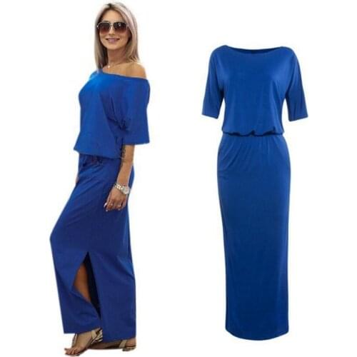 2020 Summer Women Dress Solid Color Short Sleeve Loose Side Split Long Beach Dress With Pocket Female Casual Dress Vestidos