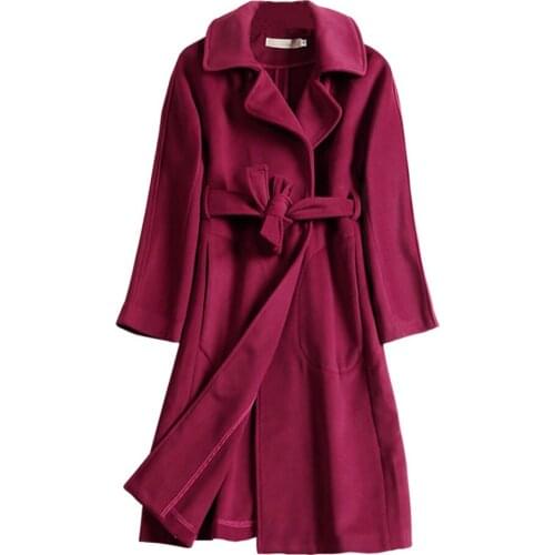 Women Long Woolen Coat New Autumn And Winter Jacket Female Fleece at Waist Overcoat Ladies Fashion Woolen Coats A277