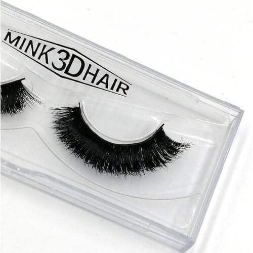1 Pair 3D False Eyelashes 100% Mink Hair False Eyelashes Plastic Cotton Stalk Eyelashes