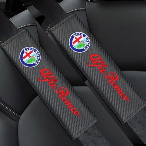 2pcs Car Seat Belts Covers Padding Carbon Fiber Belt Shoulder Sleeve For alfa romeo 159 147 156 giulietta 147 159 mito Stelvio