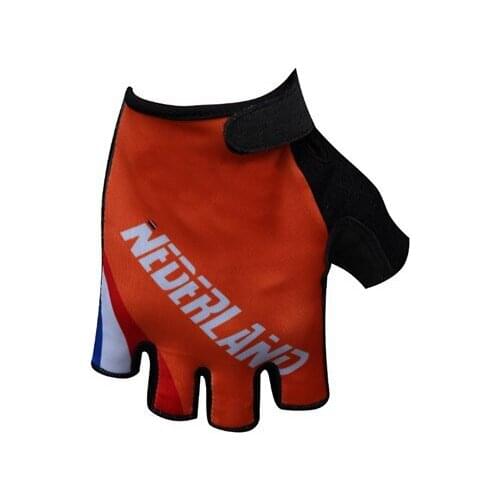 2016 NETHERLAND TEAM One Pair Sports Half Finger Cycling Jersey Gloves MTB Road Mountain Bike Bicycle Gel Gloves