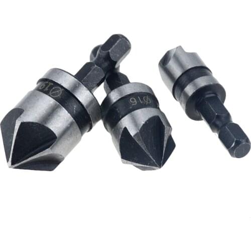 3PCS 12mm 16mm 19mm Countersink Drill Bit Set 90 Degree Chamfering Cutter For Wood Metal