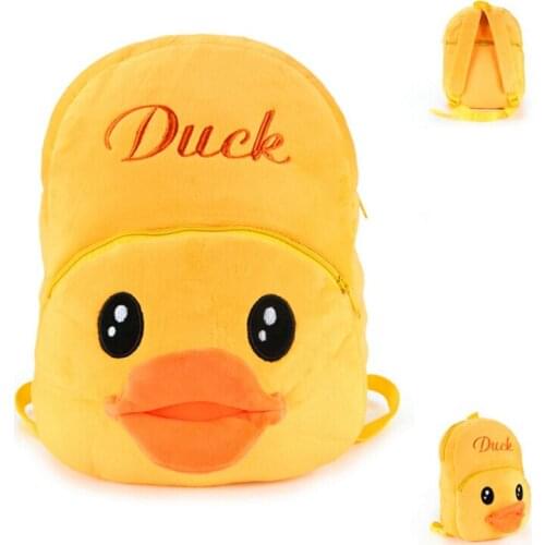 32*26cm Duck Plush Cartoon Toy Backpack Unisex Character School Bag For Kids Gift