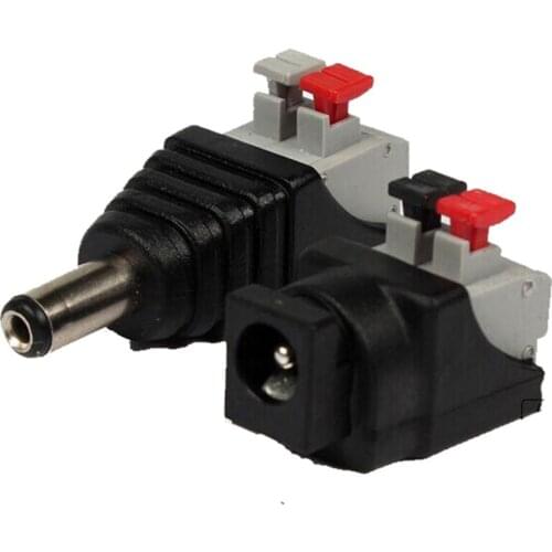 5pcs 5.5mm*2.1mm Female Male DC Power Plug Connector/ Cable Adapter BNC Type LED Strip Wall-washers Underground Light Rope Right