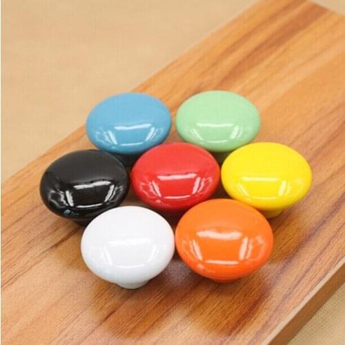 Seven full colour ceramic furniture knobs white black blue yellow orange red orange drawer cabinet knobs pulls handles