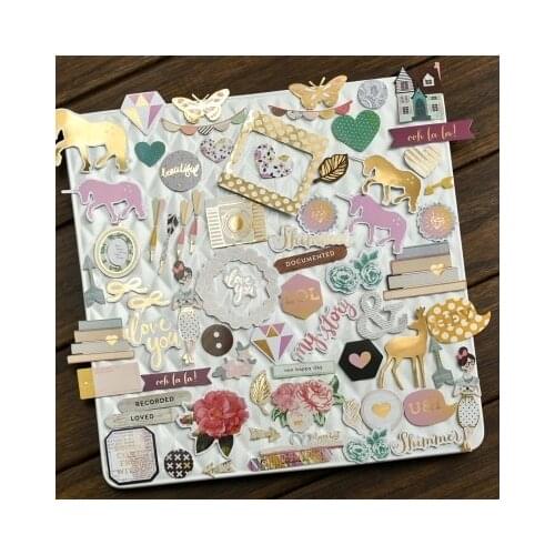 75pcs My Story Foil Gold Paper Die Cut Stickers for Scrapbooking Happy Planner/Card Making/Journaling Project Craft