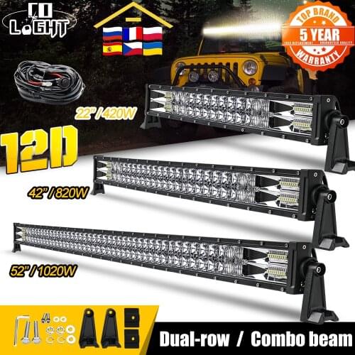 CO LIGHT 22" 32" 42" 52" 2-Row Offorad Led Light Bar 12D 420W 620W 820W 1020W Combo 4x4 Led Bar 12V 24V for Boat ATV SUV Tractor