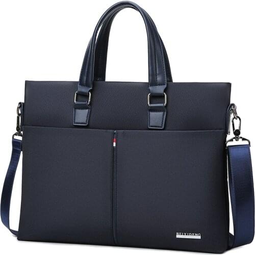 Mens Business Casual Bag Oxford Cloth Briefcase mens Tote bags Blue High quality male Business leather large capacity black