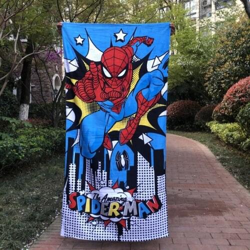 Disney Spiderman Bath Towel Cotton Princess series Cartoon Car Absorbent Beach Towel Swimming Children Boys Girls Gifts