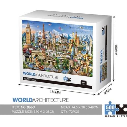 Custom made amazon round shape cardboard paper jigsaw puzzle 1000 pieces adult printed die cut shape card paper puzzle