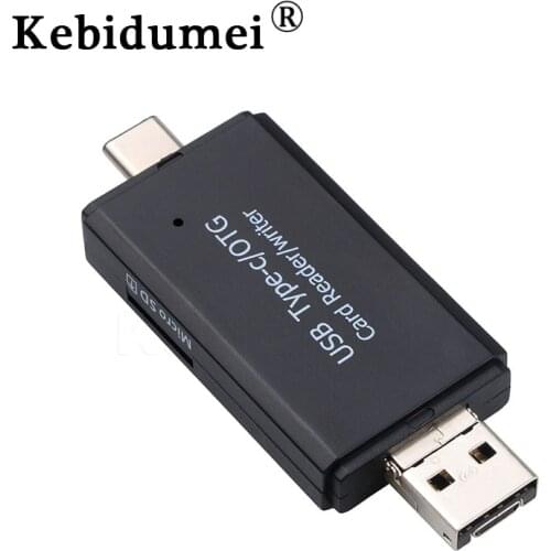 Kebidu 3 In 1 USB OTG Card Reader High-speed USB2.0 Universal USB A Micro USB Combo To 2 Slot TF/SD Card Reader For Phone PC