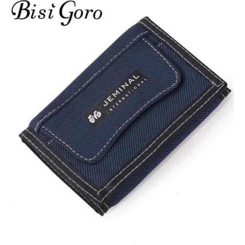 Bisi Goro 2020 Unisex Wallet Short Wallets Casual Canvas Design Bifold Short Men Purse Male Clutch with Card Holder 5 Colors