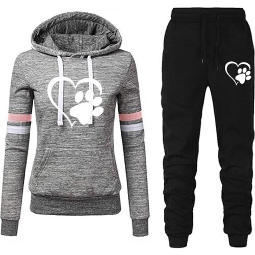 Autumn Winter Women Tracksuit 2 Pieces Sets Hoodies Sweatshirt and Pants Suits Sportswear Womens Hooded Sweatshirt Suit