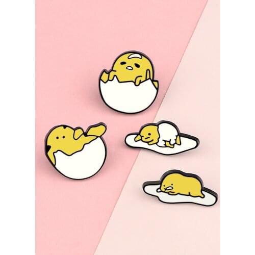 Creative Poached Eggs Brooch Cartoon Chick Egg Shell Breakfast Food Kids Friends Enamel Pin Jackets Cute Badges Jewelry Gifts