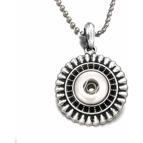 Hot Sale 292 Geometric Flower Pendant Necklace Fit 12mm Buttons For Women Gift Charm Fashion Interchangeable jewelry
