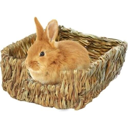 Small Pet Straw Nest Rabbit Hedgehog Hamster Grass Weaving Mat Chinchilla Guinea Pig Handmade Bed Cage Pets Supplies Accessories