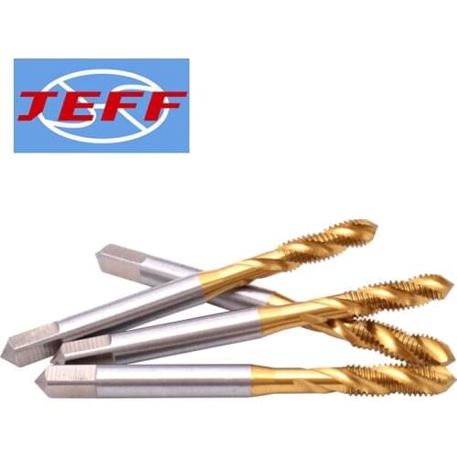 JEFF HSS Metric With TIN Spiral Fluted Tap M2 M2.5 M3 M4 M5 M6 M8 M10 M12 X0.45 X0.5 X0.7 X0.8 X1 X1.5 Machine Screw Thread Taps