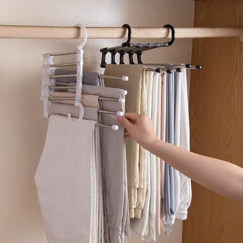 Household Multilayer Retractable Hanger Multifunctional Pants Rack Baby Hanging Drying Rack Storage Hanger for Towel Clothes