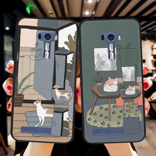 Anime Cartoon Cat Soft Case For Asus zenfone Selfie ZD551KL Silicone Bracket TPU Cover For Asus ZenFone 3 ZE552KL