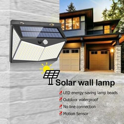 Wall Light Sensor Light Outdoor Solar Light 208 LED 8W Durable Eco-Friendly Street Lamp Waterproof Security 270° Wide Angle