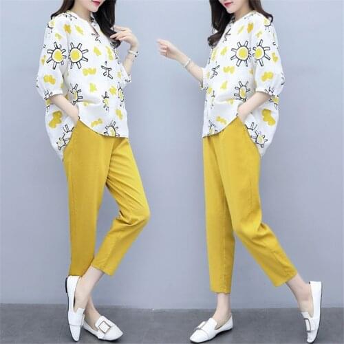 2020 New Womens Spring Two-piece Set Fashion Irregular Shirt Top and Trousers Casual Female Work Suits Women Pant Set