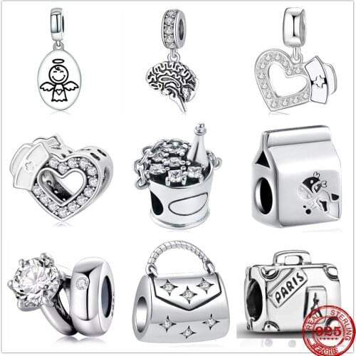 Fit Original Pandora Charm Bracelet 925 Sterling Silver Bead Nurse Bag Ring Milk Wine Barrel For Women Jewelry Making Berloque