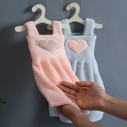 Hangable Coral Fleece Absorbent Soft Hand Towels Kitchen Bathroom Cleaning Towels Non-linting Cute Girl Towels