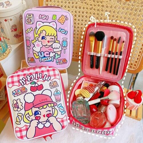 Portable Girl Cosmetic Bag Cosmetic Storage Bag Cosmetic Storage Travel Large Capacity Cartoon Cosmetics Cosmetic Brush Wash Bag