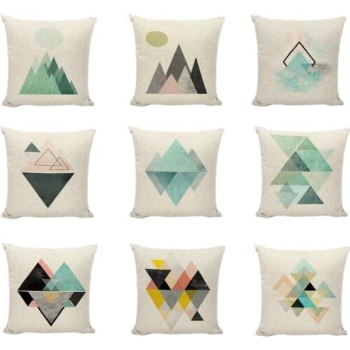 Cotton Linen Simple Beige Pillowcase Home Sofa Geometric Pattern Ornament Housse De Coussin Car Chair Cushion Cover 45X45Cm