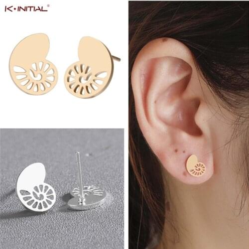 Kinitial Korean Statement Geometric Stud Earrings For Women Coach Shell Earings Fashion Number 6 Jewelry Oorbellen Brinco
