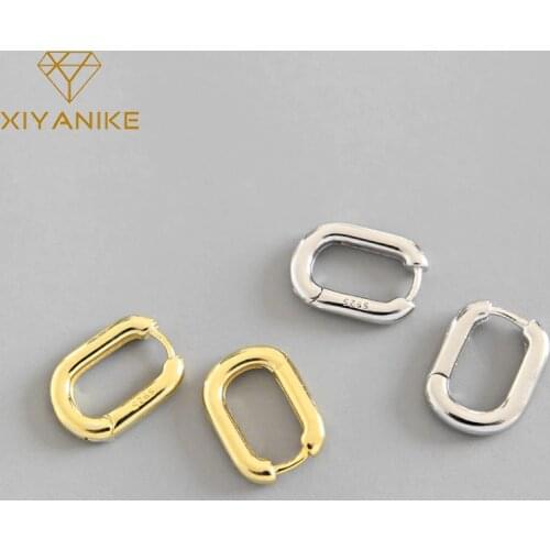 XIYANIKE Minimalist 925 Sterling Silver Stud Earrings Vintage Geometric Ellipse Handmade Earrings Party Accessories Jewelry Gift