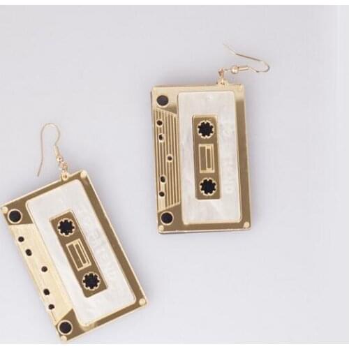 Colorful new fashion tape dangle earrings for men women party club jewelry punk rock geometric antique tape drop earrings