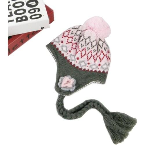 Girls Hats Handmade Flower Kids Baby Winter Hats Bonnet Enfant Hat For Children Baby Muts KF117
