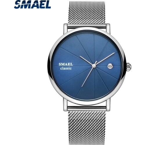 SMAEL Fashion Minimalist Men Watch Steel Mesh Belt Simple Casual Ultra-thin Watches Bracelet Waterproof Quartz Wristwatch 9129