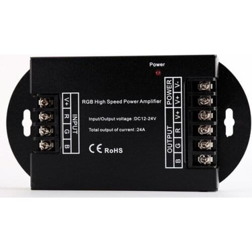 10pcs Led RGB Amplifier High Speed Power 12V 24V 24A 3 Channel PWM Signal Led Amplifier RGB Led Strip Repeater Controller
