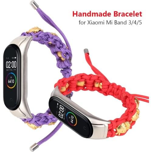 Woven Miband 3 Band Strap Replacement for Xiaomi Mi Band 5 Wristbands Women Men Cute Correa for Mi Band 4 Watchband Purple Red