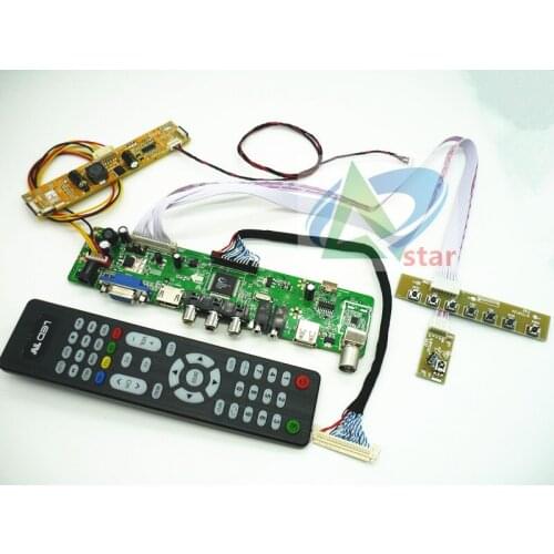 TV+HDMI+VGA+AV+USB+AUDIO TV LCD driver board 18.5" M185XW01 VD 1366*768 LCD controller board DIY kits