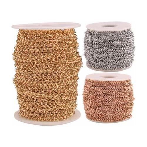 100 Meters Stainless Steel extension Chain by Roll Necklace DIY Jewelry Making Findings Wholesale