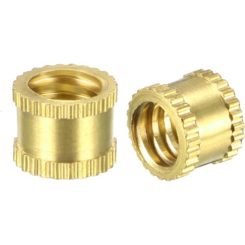 Uxcell 15 Pcs 1/4"-20 x 6mm(L) x 8mm(OD) Female Thread Brass Knurled Threaded Insert Embedment Nuts