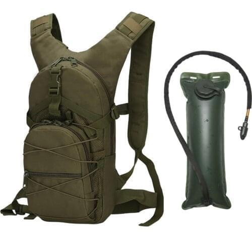 Mounchain 15L Waterproof Backpack 210D nylon Hiking Outdoor Camping Bicycle Lightweight Backpack with 3L Water Bag Army green