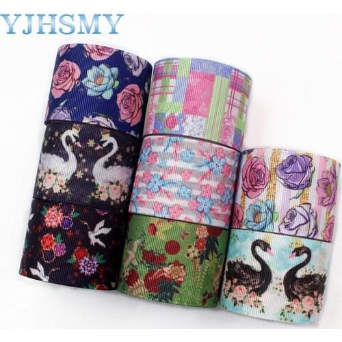 YJHSMY I-19320-654,38mm 10yards flower Thermal transfer Printed grosgrain Ribbons,bow cap DIY handmade accessories decorations